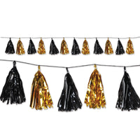Metallic Tassel Garland 8' black and gold