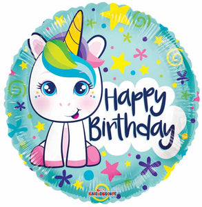 Birthday Cute Unicorn 18" foil balloon