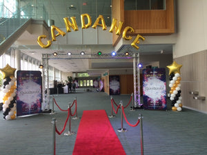 large foil balloon letters spelling out Candance