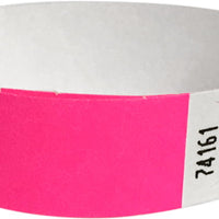 100 Neon Pink Tyvek Wristbands