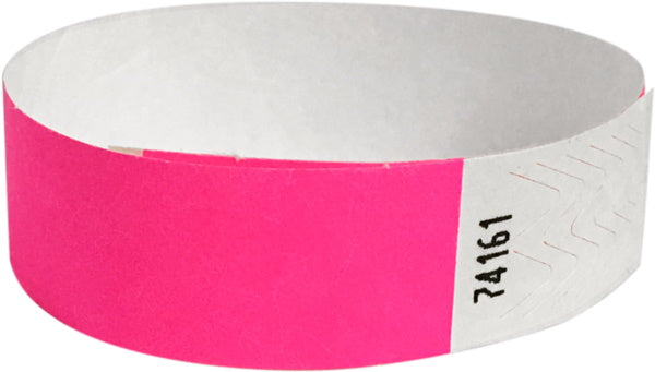 100 Neon Pink Tyvek Wristbands