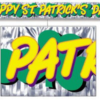 metallic fringe st patricks day banner, measures 5 feet