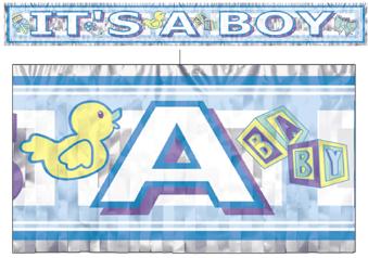 It's a boy metallic fringed banner