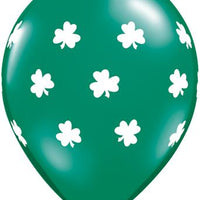 St. Patrick's Day 11" latex balloon with shamrock printed 