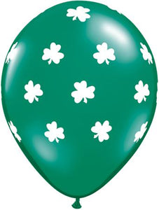 St. Patrick's Day 11" latex balloon with shamrock printed 