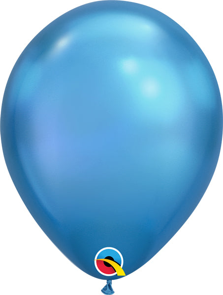 chrome blue 11 inch qualatex balloons, 10 count