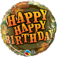 Happy birthday camouflage 18" foil balloon