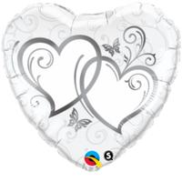 silver entwined hearts 18 inch foil balloon