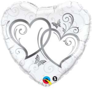 silver entwined hearts 18 inch foil balloon
