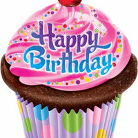 Happy birthday frosted cupcake 35" foil balloon