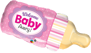 Welcome Baby girl bottle 39" foil balloon