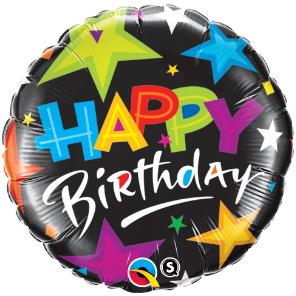 black birthday foil balloon