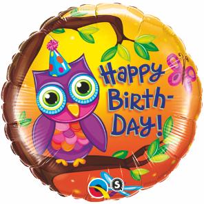 Owl Birthday mylar balloon
