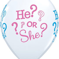 He? or She? printed 11" latex balloons