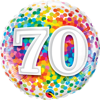 70 Rainbow Confetti 18" Foil Balloon