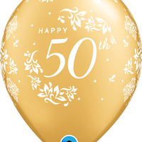 50th anniversary 11" damask gold balloons