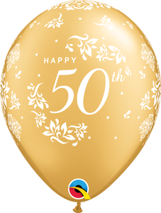 50th anniversary 11" damask gold balloons