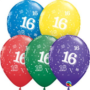 16 printed balloons