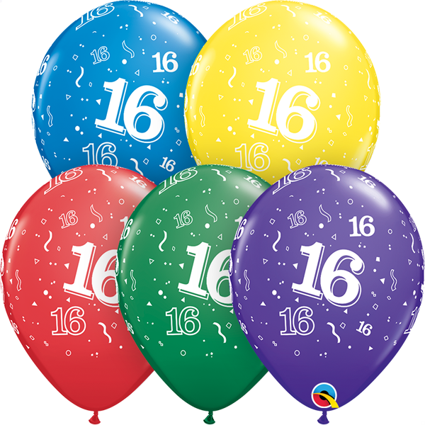 16 printed balloons