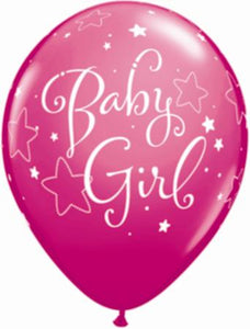 baby girl and stars printed latex 11" balloons