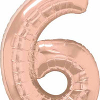 Number 6 Rose Gold 34"  Foil Balloon