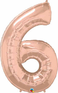 Number 6 Rose Gold 34"  Foil Balloon