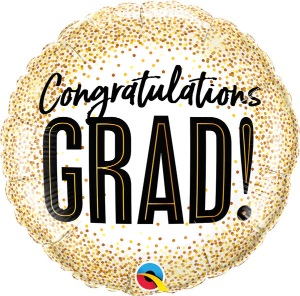 congrats grad gold dots 18 inch foil balloon
