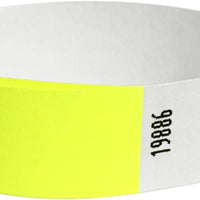 100 Neon Yellow Tyvek Wristbands