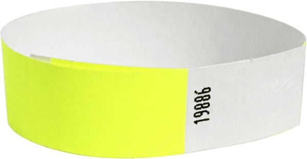 100 Neon Yellow Tyvek Wristbands